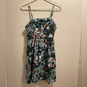 Green and blue floral dress
